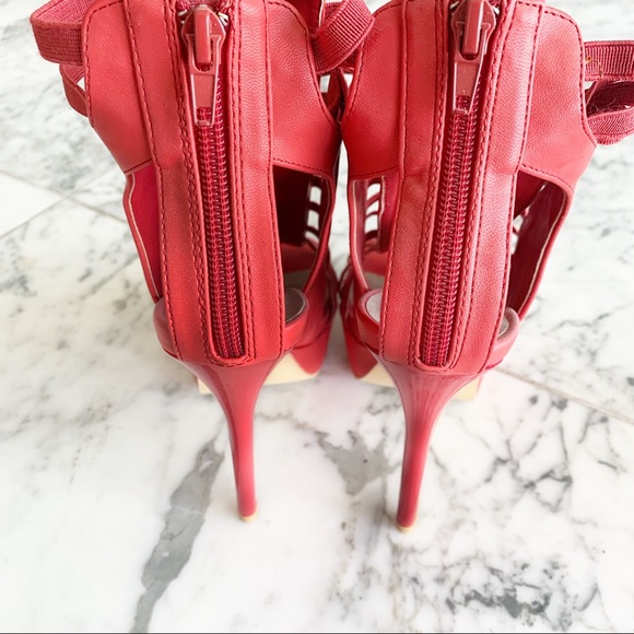 Red cage heels pumps stiletto NWOT - Picture 4 of 4